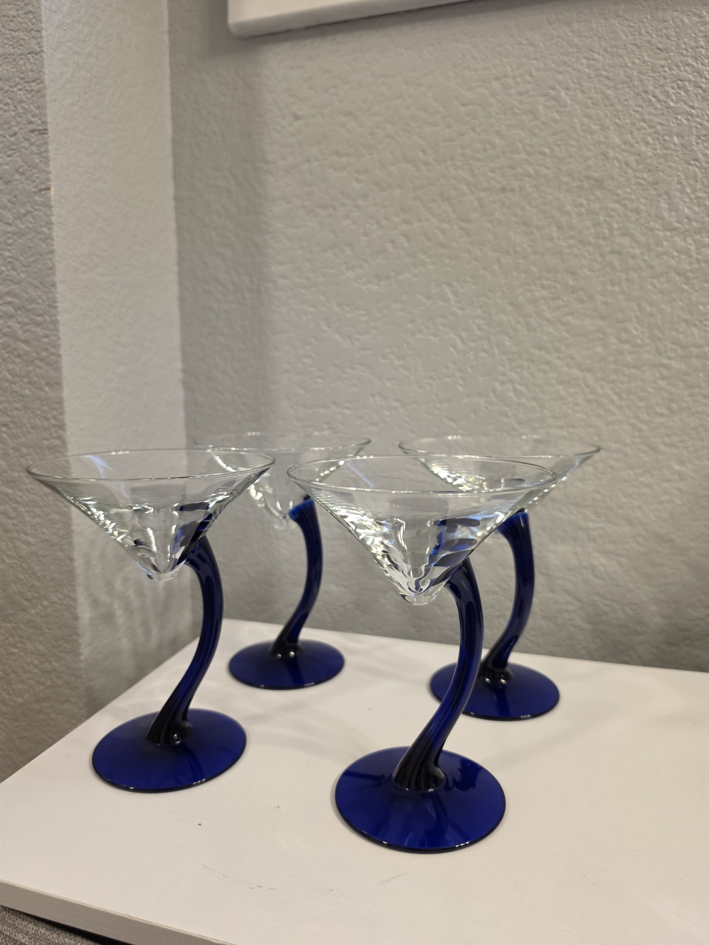 Vintage Libbey Bravura Cobalt Stem Martini Glasses (Set of 4)